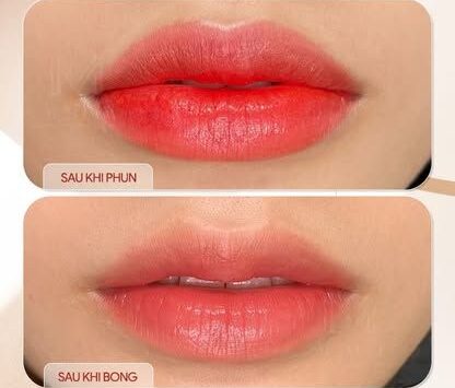 Top màu phun môi đẹp nhất 2026: từ nude hồng đến đỏ cam rạng rỡ 2 Phun môi màu cam hồng đào giúp gương mặt sáng hơn mà không cần son
